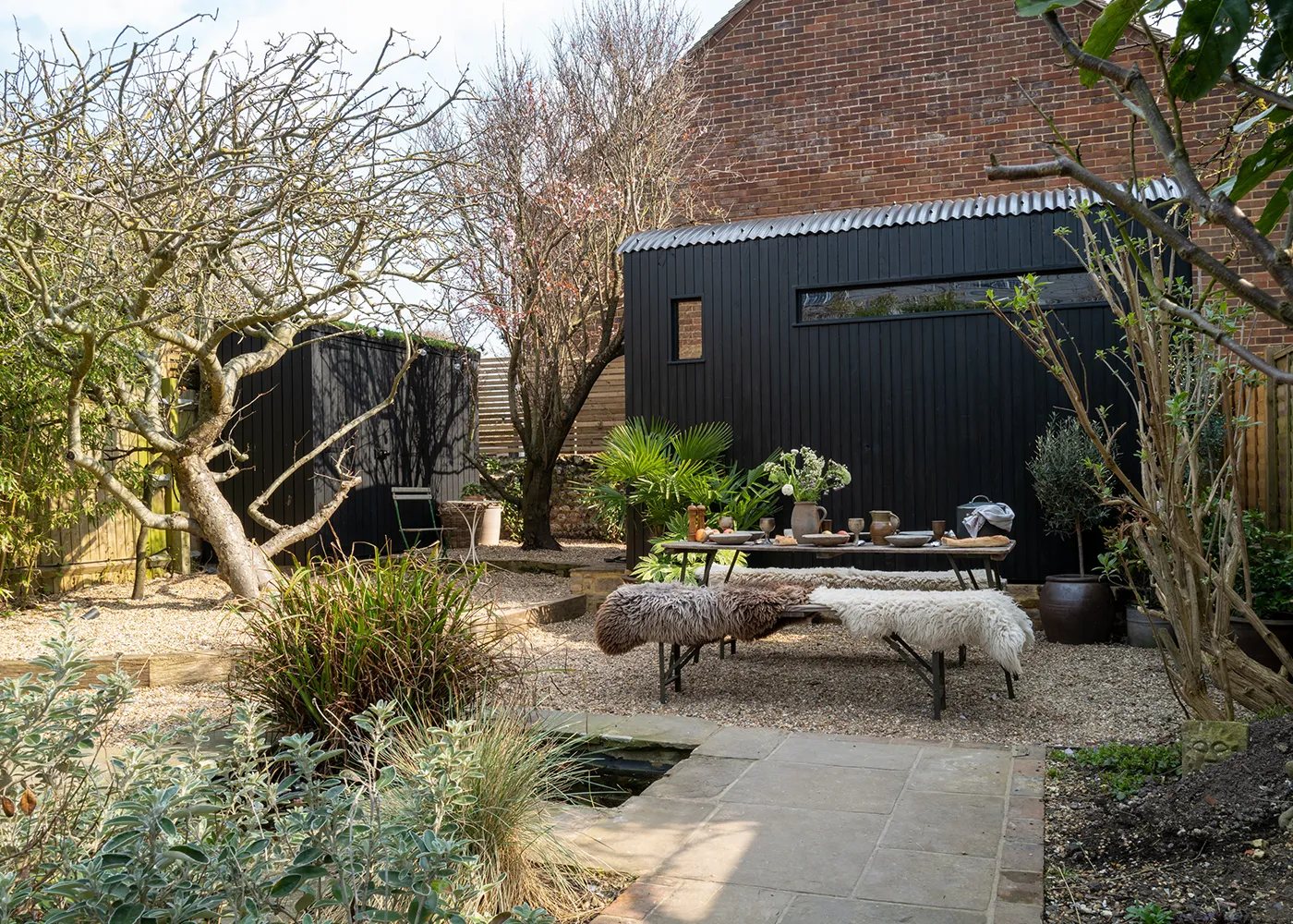 Garden Seating Area beside a Wildhut Sauna Garden seating area beside a Wildhut sauna